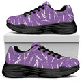 Purple And White Lavender Pattern Print Black Chunky Shoes