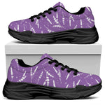 Purple And White Lavender Pattern Print Black Chunky Shoes