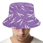 Purple And White Lavender Pattern Print Bucket Hat