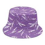 Purple And White Lavender Pattern Print Bucket Hat