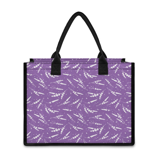 Purple And White Lavender Pattern Print Canvas Tote Bag