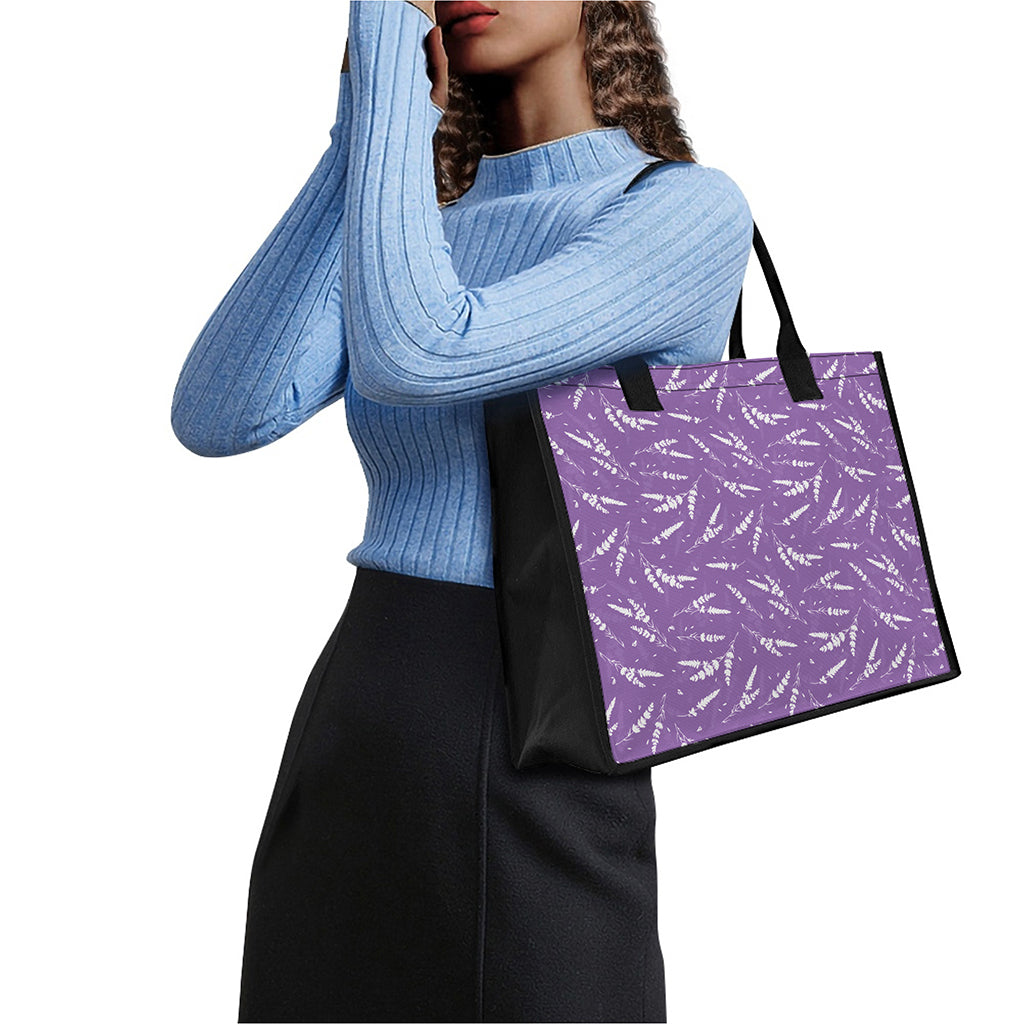 Purple And White Lavender Pattern Print Canvas Tote Bag