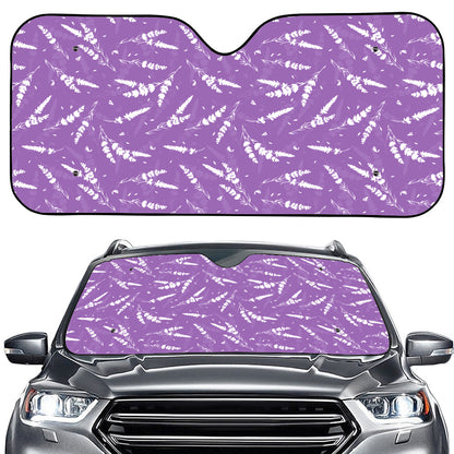Purple And White Lavender Pattern Print Car Windshield Sun Shade