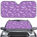 Purple And White Lavender Pattern Print Car Windshield Sun Shade