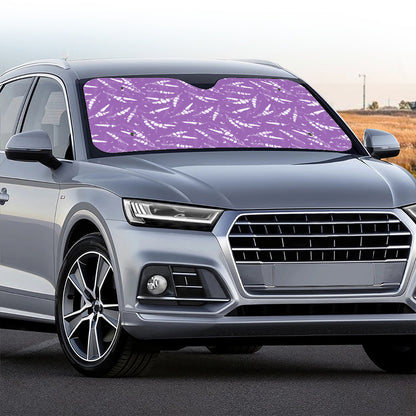 Purple And White Lavender Pattern Print Car Windshield Sun Shade