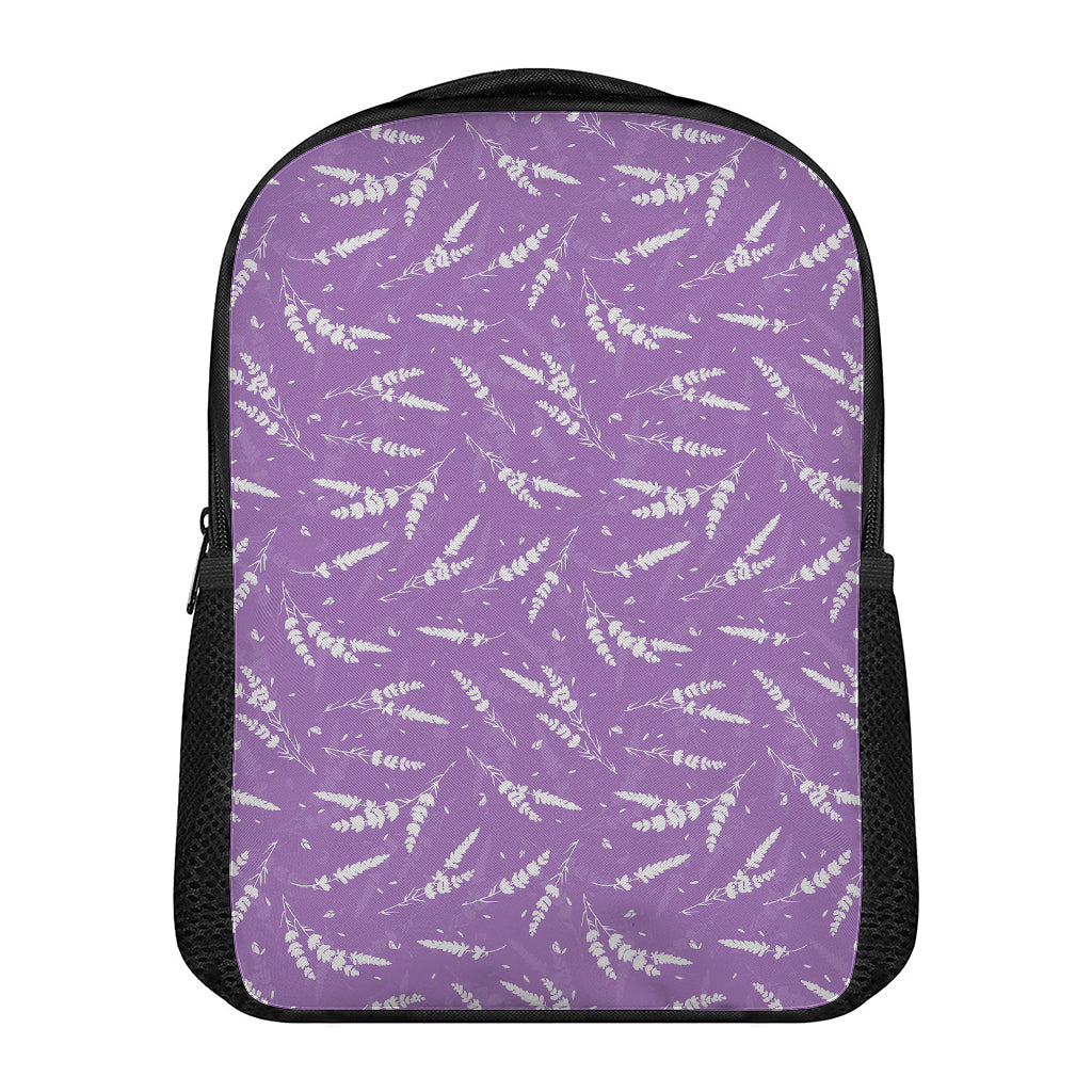 Purple And White Lavender Pattern Print Casual Backpack