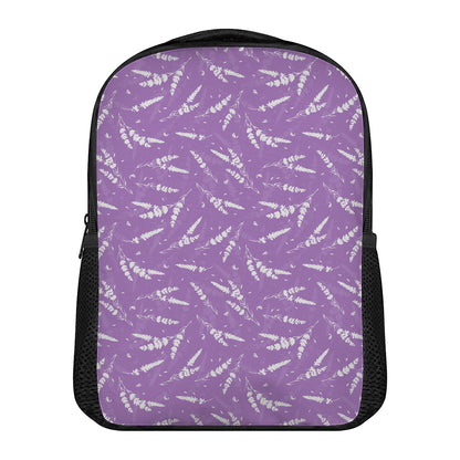 Purple And White Lavender Pattern Print Casual Backpack