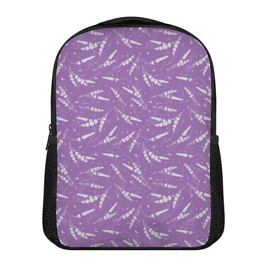 Purple And White Lavender Pattern Print Casual Backpack