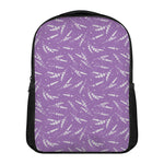 Purple And White Lavender Pattern Print Casual Backpack