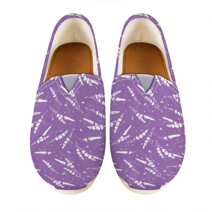 Purple And White Lavender Pattern Print Casual Shoes