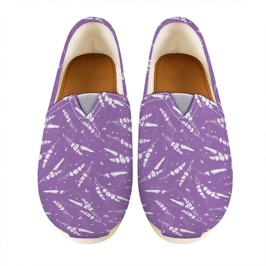 Purple And White Lavender Pattern Print Casual Shoes