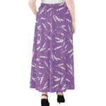 Purple And White Lavender Pattern Print Chiffon Maxi Skirt