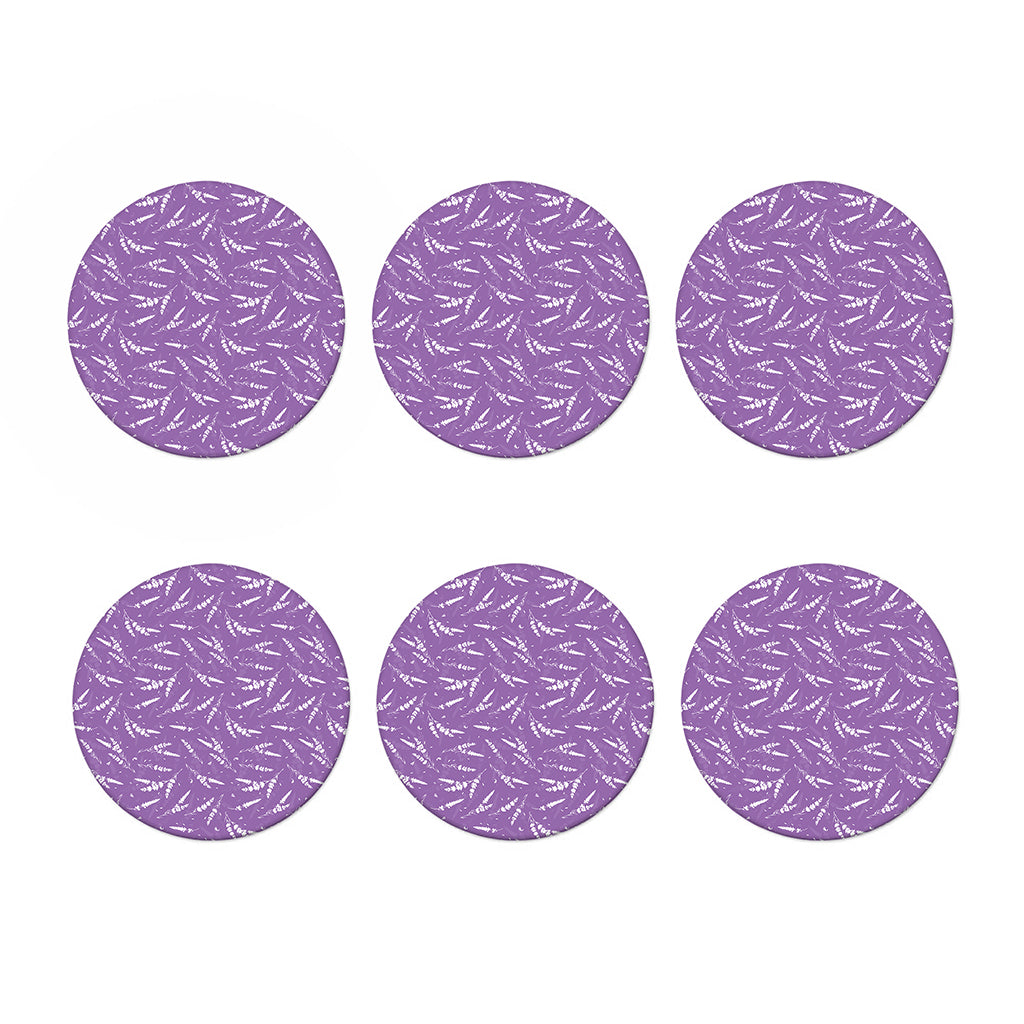 Purple And White Lavender Pattern Print Coaster Set