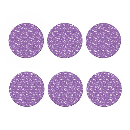 Purple And White Lavender Pattern Print Coaster Set