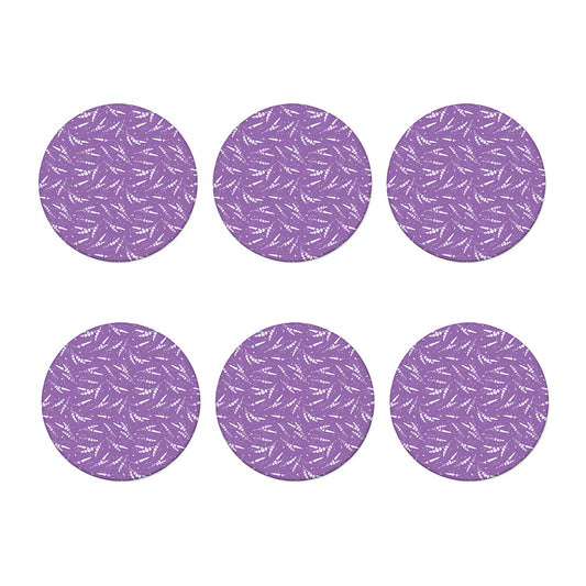 Purple And White Lavender Pattern Print Coaster Set