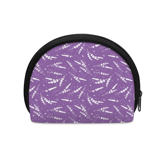Purple And White Lavender Pattern Print Coin Purse