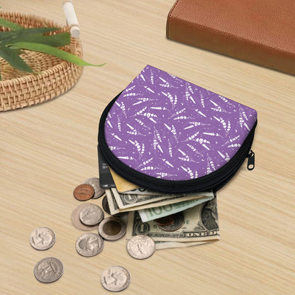 Purple And White Lavender Pattern Print Coin Purse