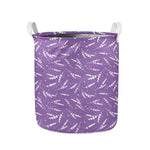 Purple And White Lavender Pattern Print Collapsible Laundry Basket