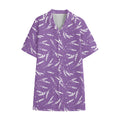 Purple And White Lavender Pattern Print Cotton Hawaiian Shirt