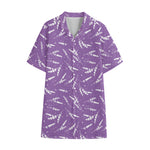 Purple And White Lavender Pattern Print Cotton Hawaiian Shirt