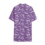 Purple And White Lavender Pattern Print Cotton Hawaiian Shirt