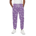 Purple And White Lavender Pattern Print Cotton Pants