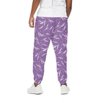 Purple And White Lavender Pattern Print Cotton Pants