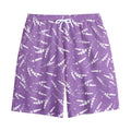 Purple And White Lavender Pattern Print Cotton Shorts
