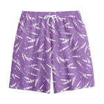 Purple And White Lavender Pattern Print Cotton Shorts