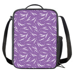 Purple And White Lavender Pattern Print Crossbody Lunch Bag