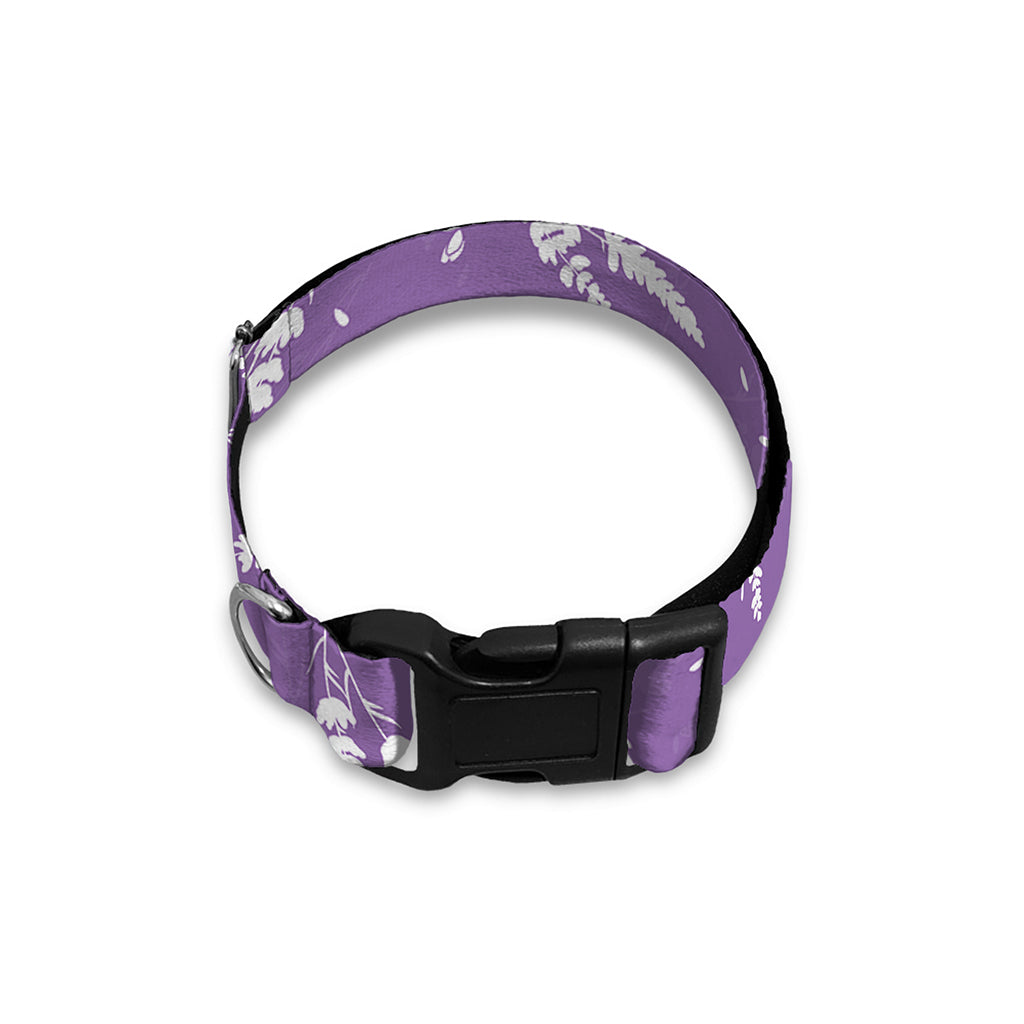 Purple And White Lavender Pattern Print Dog Collar