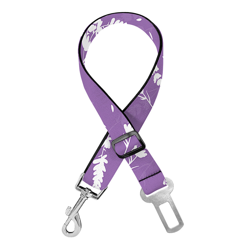 Purple And White Lavender Pattern Print Dog Seat Belt