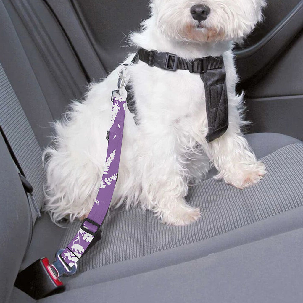 Purple And White Lavender Pattern Print Dog Seat Belt