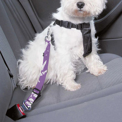 Purple And White Lavender Pattern Print Dog Seat Belt