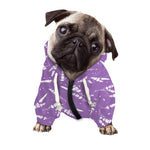 Purple And White Lavender Pattern Print Dog Zip Up Hoodie