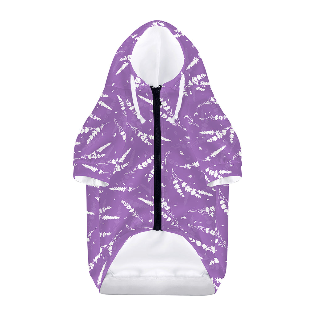 Purple And White Lavender Pattern Print Dog Zip Up Hoodie
