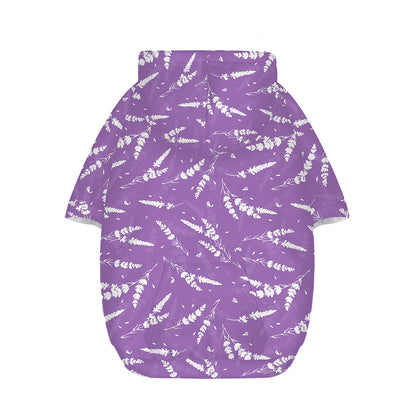 Purple And White Lavender Pattern Print Dog Zip Up Hoodie
