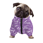 Purple And White Lavender Pattern Print Dog Zip Up Jacket