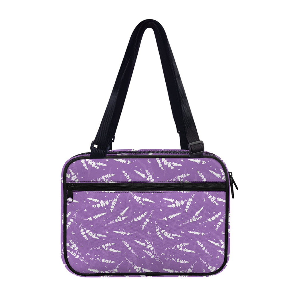 Purple And White Lavender Pattern Print Double Strap Bible Bag