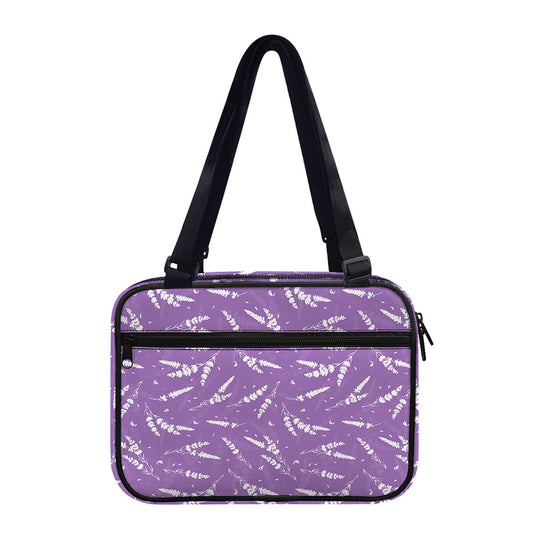 Purple And White Lavender Pattern Print Double Strap Bible Bag