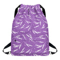 Purple And White Lavender Pattern Print Drawstring Backpack