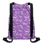 Purple And White Lavender Pattern Print Drawstring Backpack