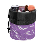 Purple And White Lavender Pattern Print Drawstring Makeup Bag