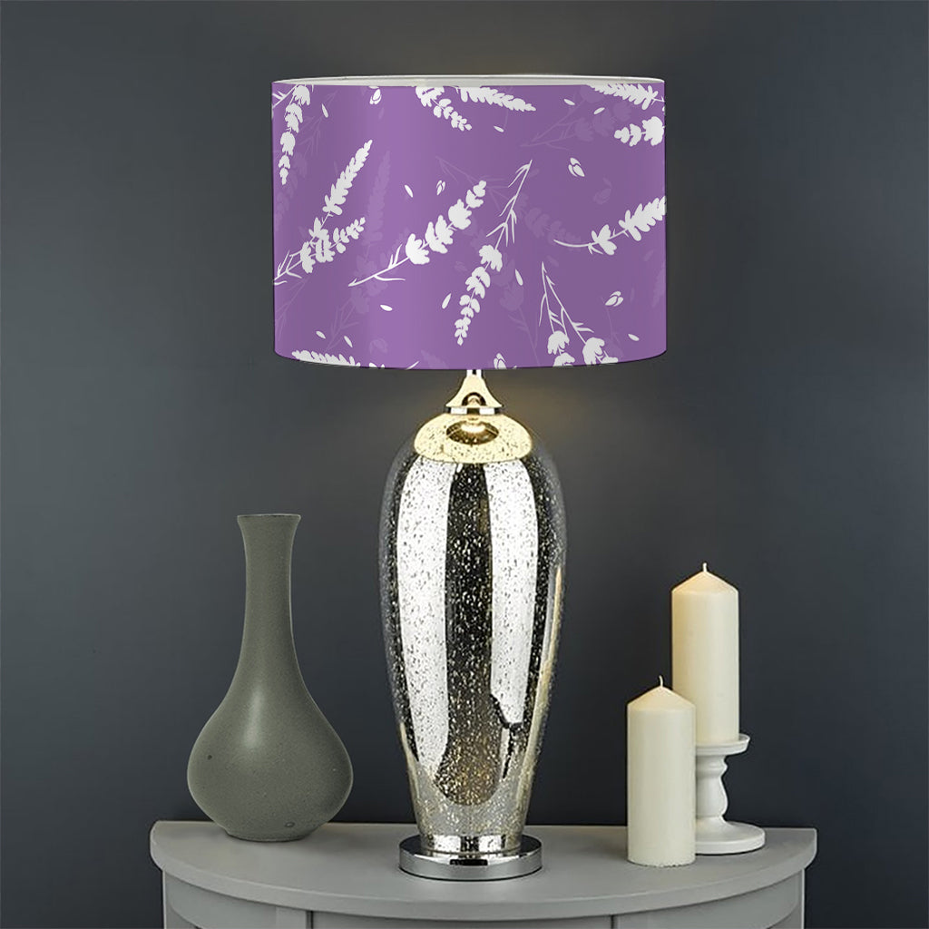 Purple And White Lavender Pattern Print Drum Lamp Shade