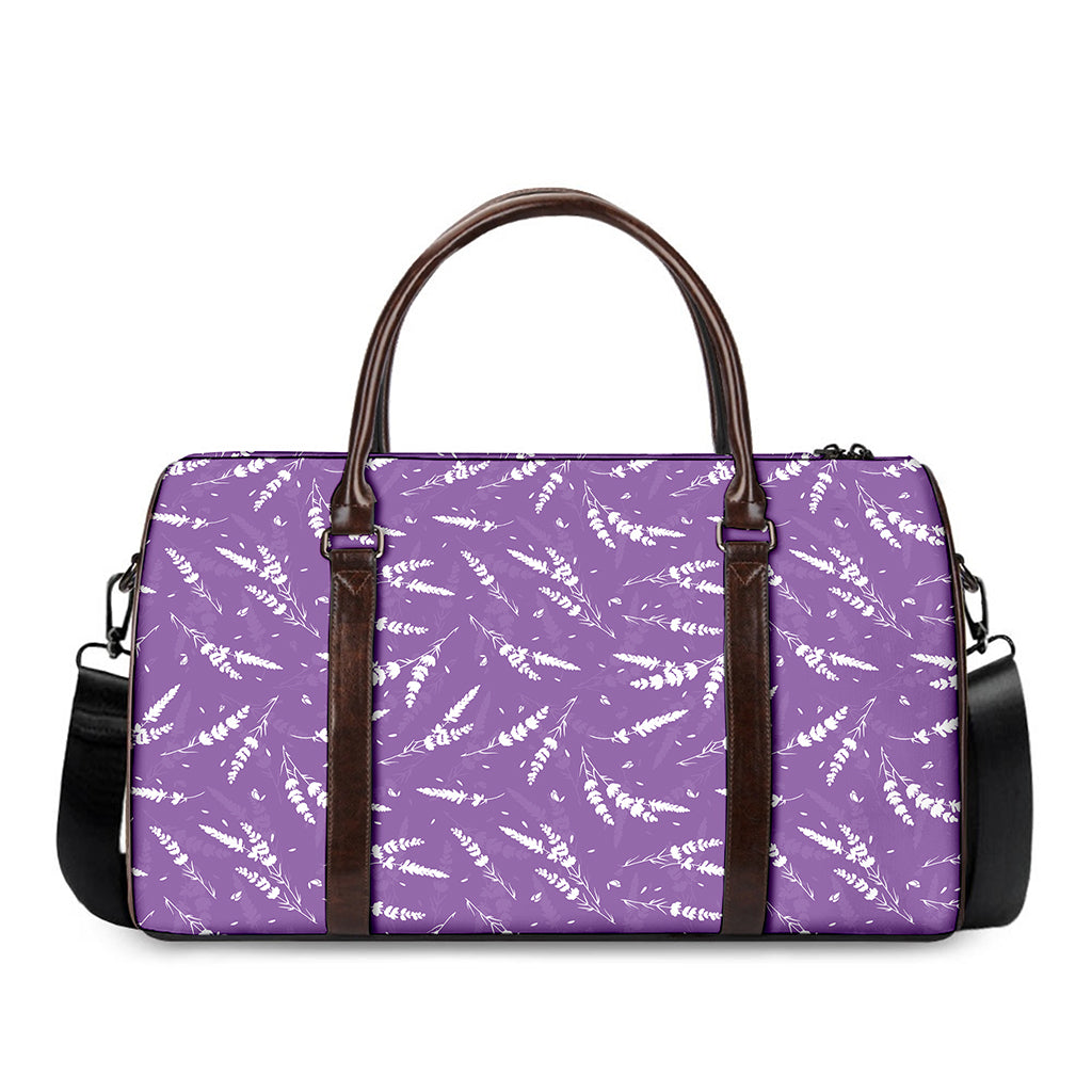 Purple And White Lavender Pattern Print Duffle Bag
