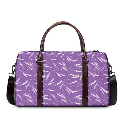 Purple And White Lavender Pattern Print Duffle Bag