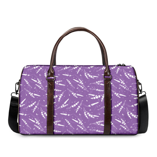 Purple And White Lavender Pattern Print Duffle Bag
