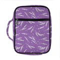 Purple And White Lavender Pattern Print Front Pocket Bible Bag