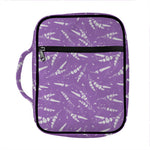 Purple And White Lavender Pattern Print Front Pocket Bible Bag