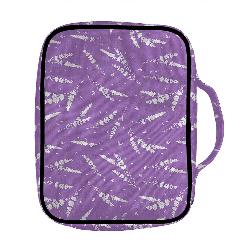 Purple And White Lavender Pattern Print Front Pocket Bible Bag